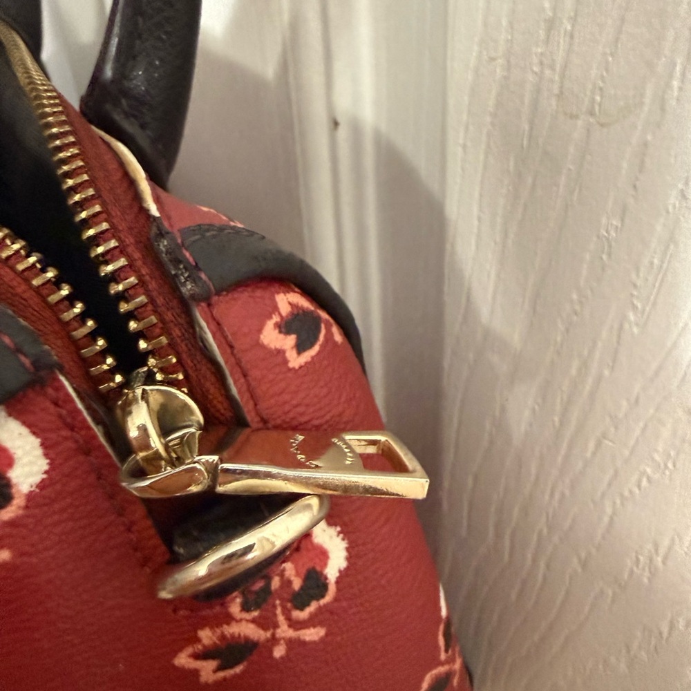 Coach Red Floral Mini Satchel with Black Handles - Picture 6 of 7